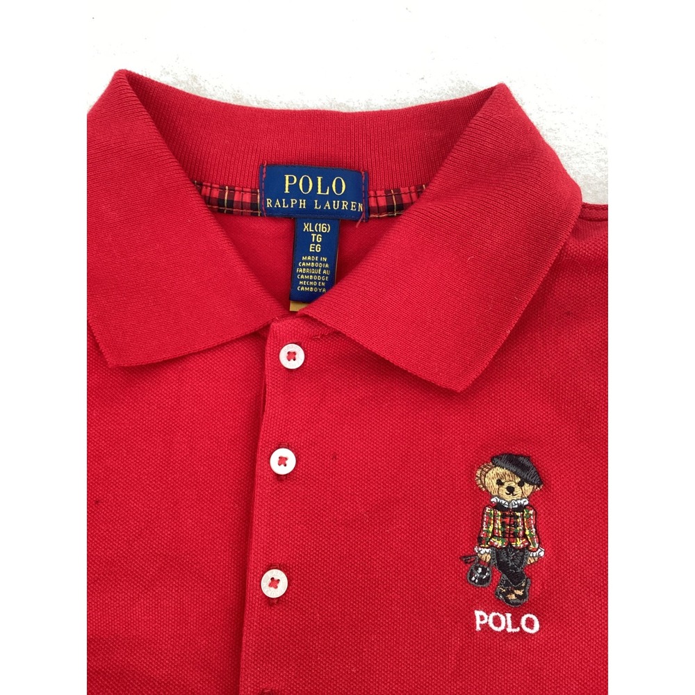 Polo Ralph Lauren Girls Red Polo Bear Stretch Mesh Dress Tennis dress XL 16 New - Picture 3 of 8